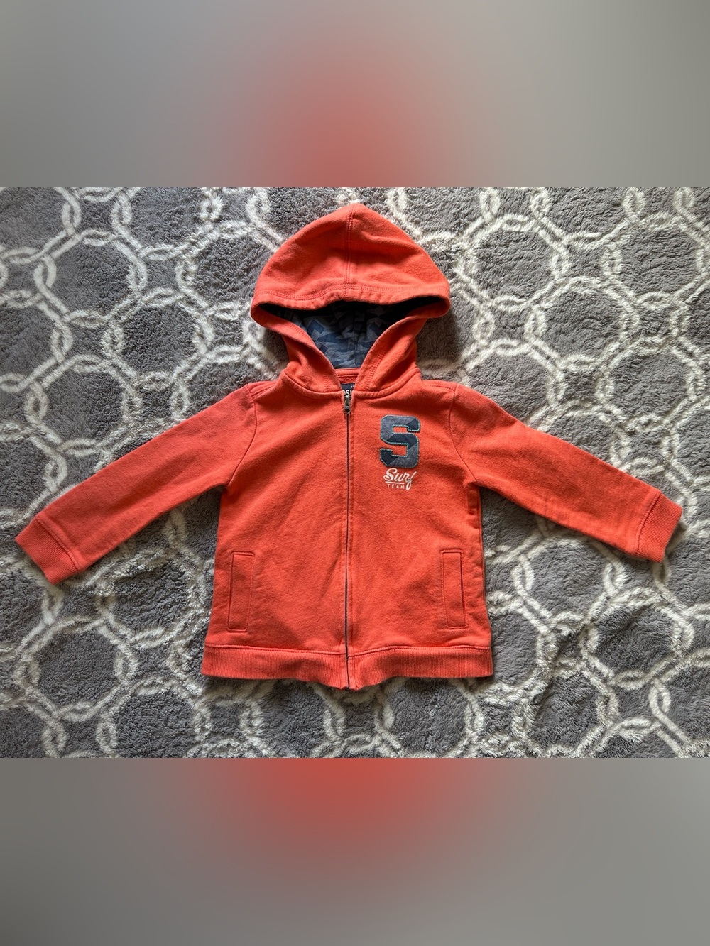 OshKosh B'gosh Orange Hooded Zip Front Sweatshirt with 'S' Chest Patch 24 Months